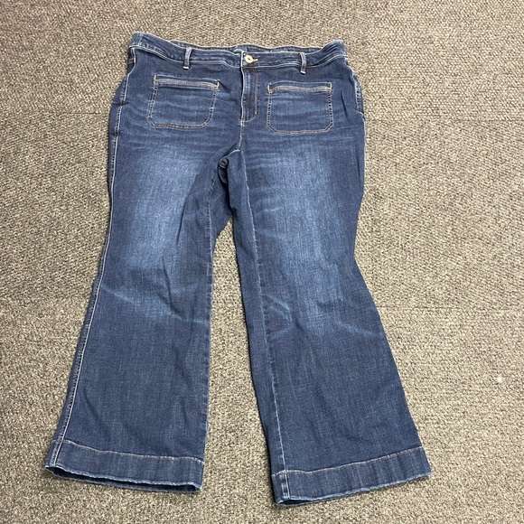 J. Jill Denim - J Jill Womens Plus Size 20R High Rise Flare Leg Jeans Blue Patch Pockets Stretch